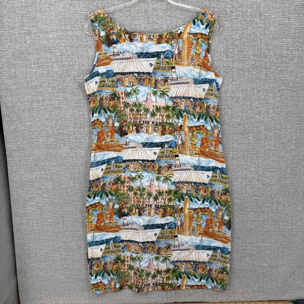 Vintage Reyn Spooner Hawaiian Shift Dress Womens Sz L Tropical Surf Beach Buffet